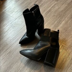 Italian leather platform booties with chunky heel